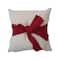 Hello Honey® Cream & Red Hand-Woven Cotton Slub Pillow with Bow